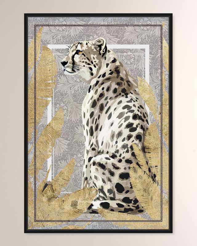 "Jungle White Cheetah" Framed Giclee on Canvas